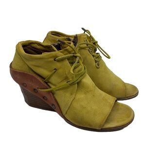 A.S.98 Mustard and Brown Wedge Shoes‎